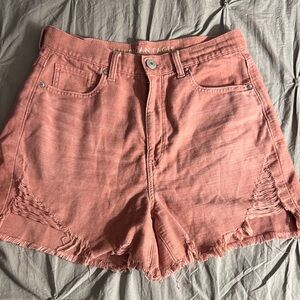 American Eagle Outfitters Women's Pink Distressed Jean Shorts
